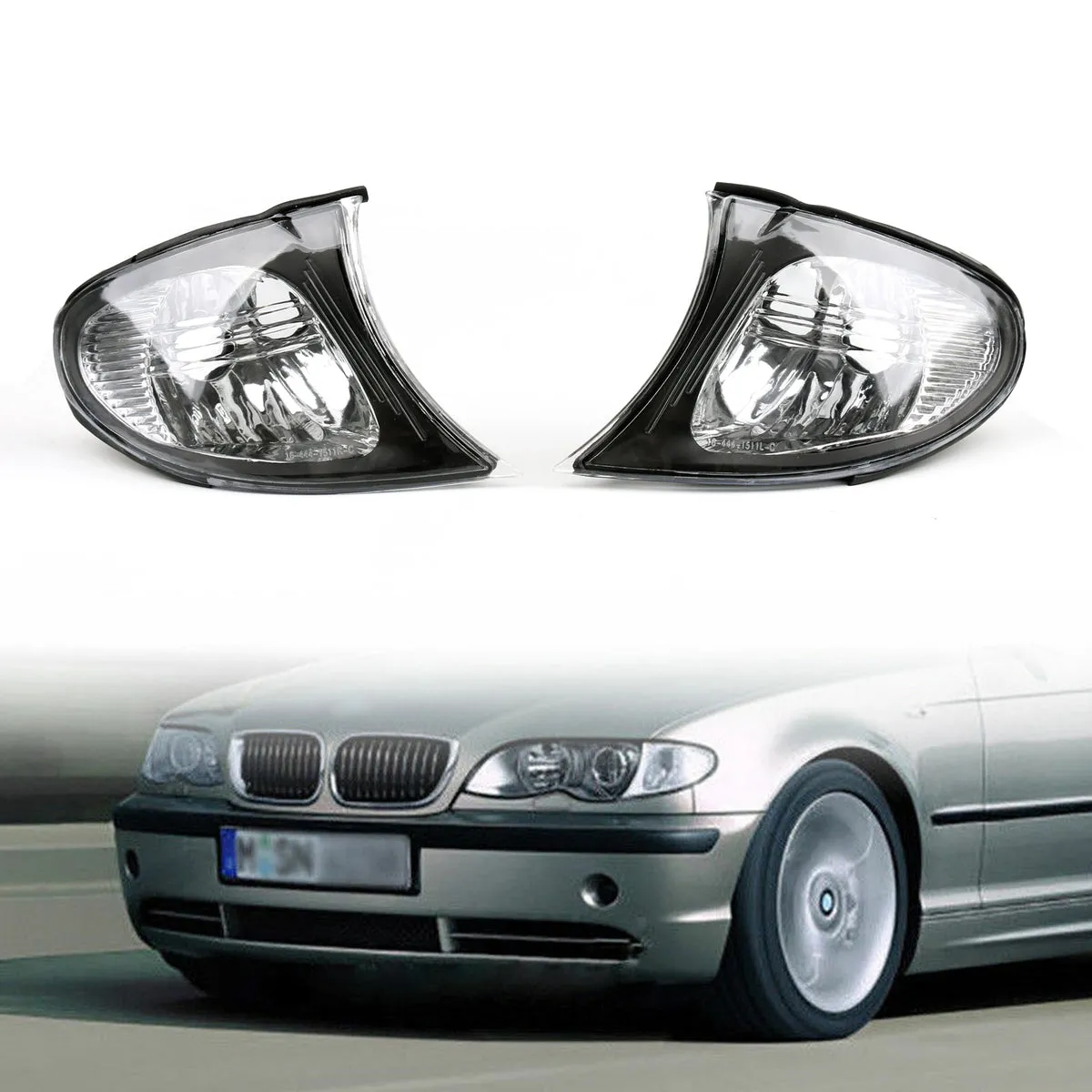 02-05 BMW E46 Luces de esquina de Euro-Euro-Series 3-Series-Crystal Clear con ajuste de corte de humo