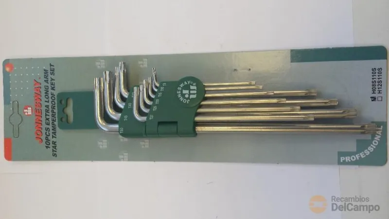 @ blister de 10 llaves acodadas torx-h extralargas, t9h-t50h