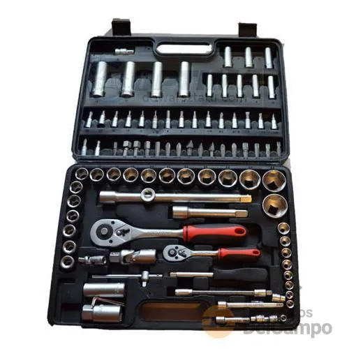 @ estuche 94 pcs. vasos cortos y largos 1/4" + 1/2", hex. "protorque" (4 - 32 mm) y vasos c/punta, heidmann